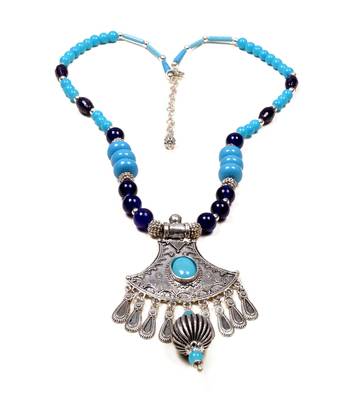 Designer Necklace With German Silver Pendant And Mix Ornaments And Beads Ppbj287 1