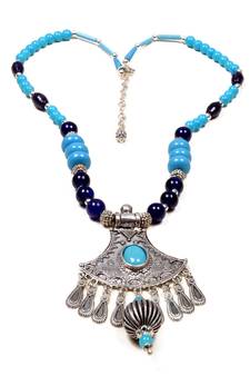 Designer Necklace With German Silver Pendant And Mix Ornaments And Beads Ppbj287