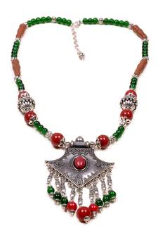 Designer Necklace With German Silver Pendant And Mix Ornaments And Beads Ppbj289