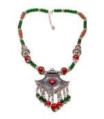 Designer Necklace With German Silver Pendant And Mix Ornaments And Beads Ppbj289