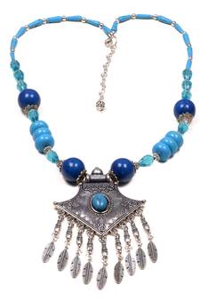 Designer Necklace With German Silver Pendant And Mix Ornaments And Beads Ppbj290