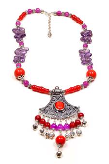 Designer Necklace With German Silver Pendant And Mix Ornaments And Beads Ppbj294