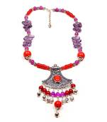 Designer Necklace With German Silver Pendant And Mix Ornaments And Beads Ppbj294
