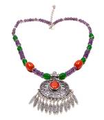 Designer Necklace With German Silver Pendant And Mix Ornaments And Beads Ppbj295