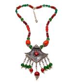 Designer Necklace With German Silver Pendant And Mix Ornaments And Beads Ppbj296