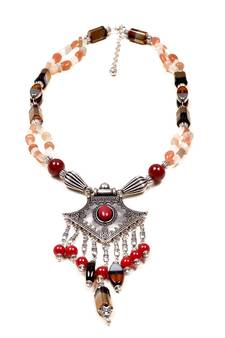 Designer Necklace With German Silver Pendant And Mix Ornaments And Beads Ppbj298