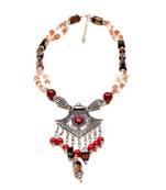 Designer Necklace With German Silver Pendant And Mix Ornaments And Beads Ppbj298