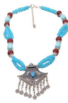 Designer Necklace With German Silver Pendant And Mix Ornaments And Beads Ppbj299