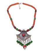 Designer Necklace With German Silver Pendant And Mix Ornaments And Beads Ppbj300