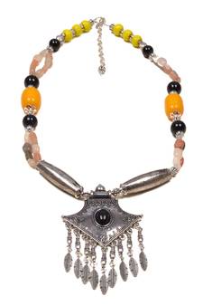 Designer Necklace With German Silver Pendant And Mix Ornaments And Beads Ppbj301