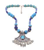 Designer Necklace With German Silver Pendant And Mix Ornaments And Beads Ppbj302