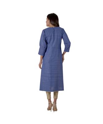 Royal Blue Kurta In Khadi Cotton 2