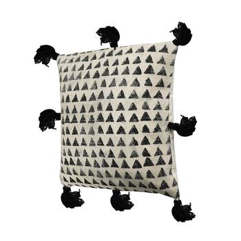 PEQURA Black Cotton Hand Woven Printed Square Cushion Cover 3