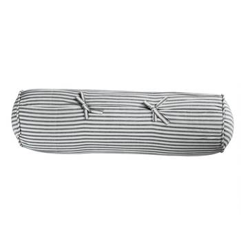 PEQURA Blue and White Cotton Bolster Cushion Stripes Patterned Oblong Cover 2