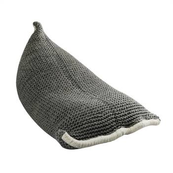 PEQURA Black/White Woollen Hand Knitted Textured Bean Pouf 3