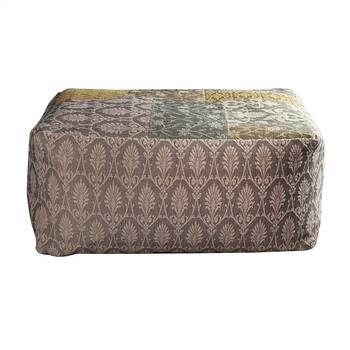 PEQURA Brown Cotton Hand Knitted Rectangular Textured Pouf 2