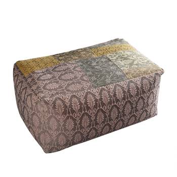PEQURA Brown Cotton Hand Knitted Rectangular Textured Pouf 4