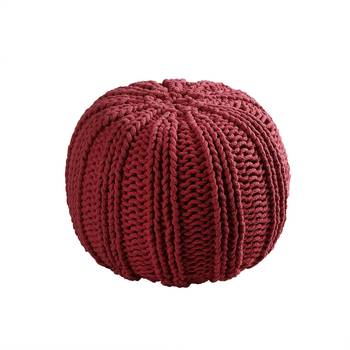 PEQURA Pink Cotton Hand Knitted Textured Round Pouf 3