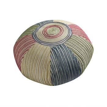 PEQURA Beige Jute Hand Knitted Foam Textured Round Pouf 2