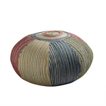 PEQURA Beige Jute Hand Knitted Foam Textured Round Pouf 3