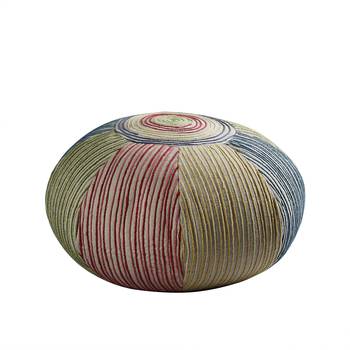 PEQURA Beige Jute Hand Knitted Foam Textured Round Pouf 4