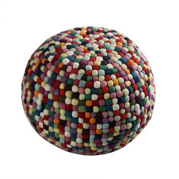 PEQURA Red Cotton Hand Knitted Round Bean Pouf 2