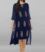 Dark blue printed crepe kurtas and kurtis