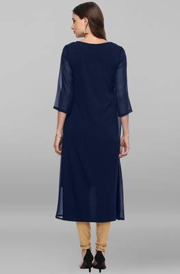 Dark blue printed crepe kurtas and kurtis 5