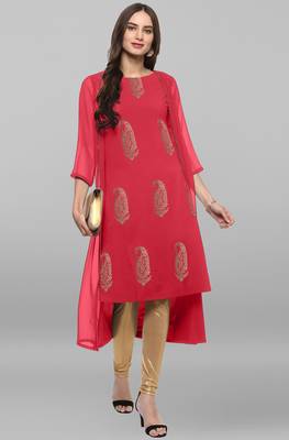 Janasya Pink printed crepe kurtas and kurtis 2