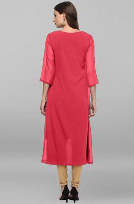 Janasya Pink printed crepe kurtas and kurtis 5