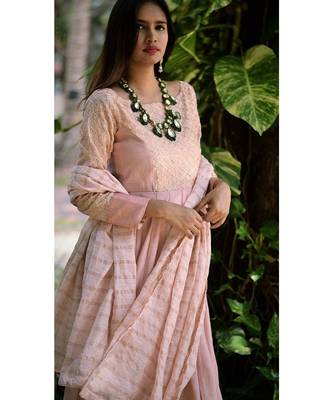 Pastel Pink Cut Dress With Dupatta 4