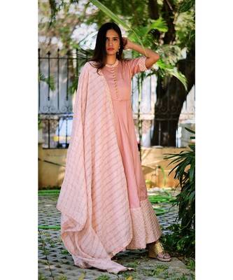 Pastel Pink Gold Dress With Dupatta 1