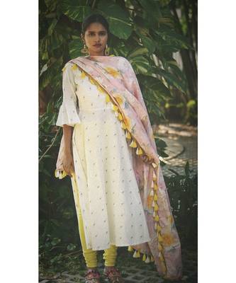 White Pastel Bling Dress With Dupatta 2