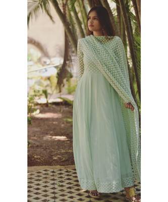Green Star Dress With Dupatta 2
