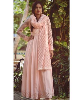 Pink Star Dress With Dupatta 1