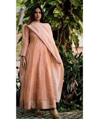 Peach Gold Cut Dress With Dupatta 1
