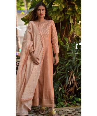 Peach Gold Cut Dress With Dupatta 2