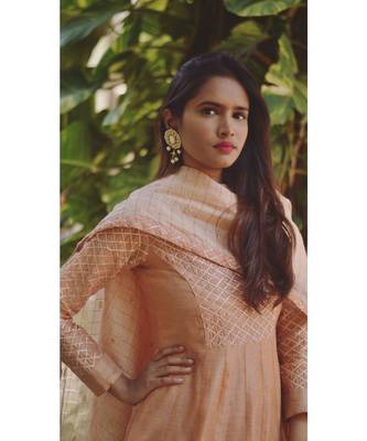 Peach Gold Cut Dress With Dupatta 4
