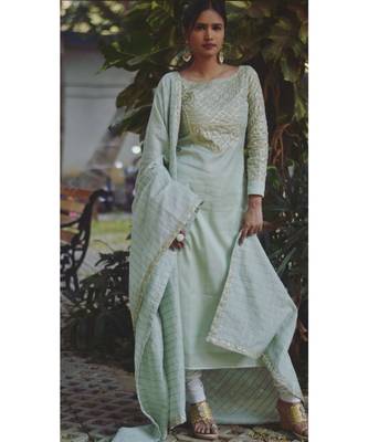 Pastel Green Bling Kurta With Dupatta 1