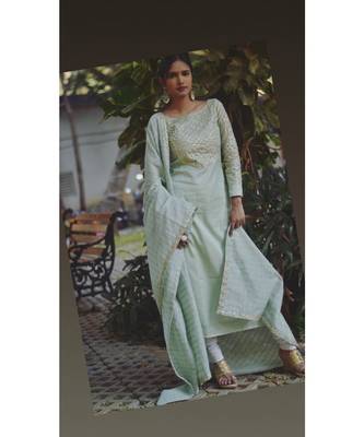Pastel Green Bling Kurta With Dupatta 2