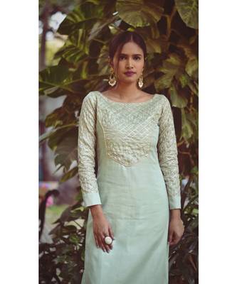 Pastel Green Bling Kurta With Dupatta 3