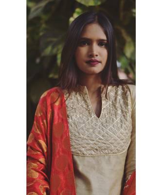 Gold Beige Kurta With Dupatta 1
