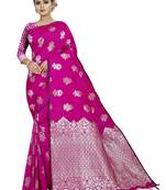 Pink Color Art Silk Silver Zari work Saree With Blouse Peice 