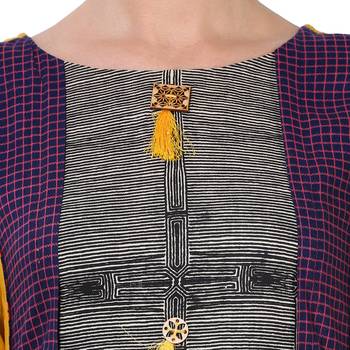 Yellow printed rayon ethnic kurtis 5