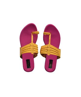 pink yellow kolhapuri 1