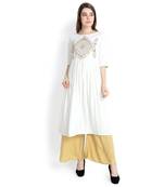 Cream embroidered rayon kurtas and kurtis