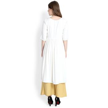 Cream embroidered rayon kurtas and kurtis 5