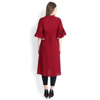 Maroon embroidered rayon kurtas and kurtis 5