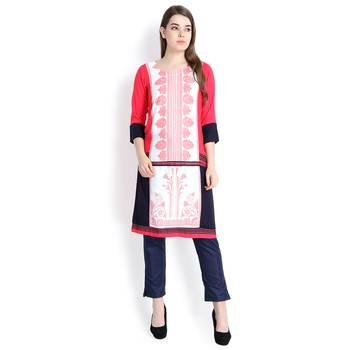 Peach printed rayon kurtas and kurtis 1