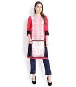 Peach printed rayon kurtas and kurtis